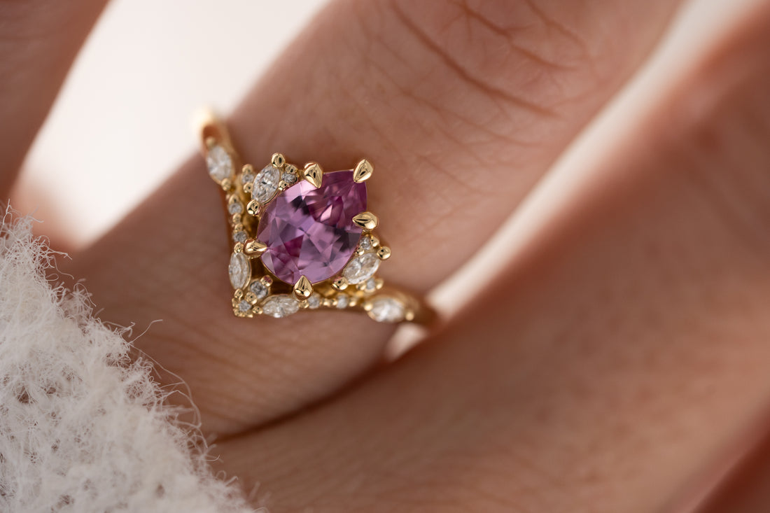 The Aurora Ring | 1.41 CT Pear Pink Sapphire
