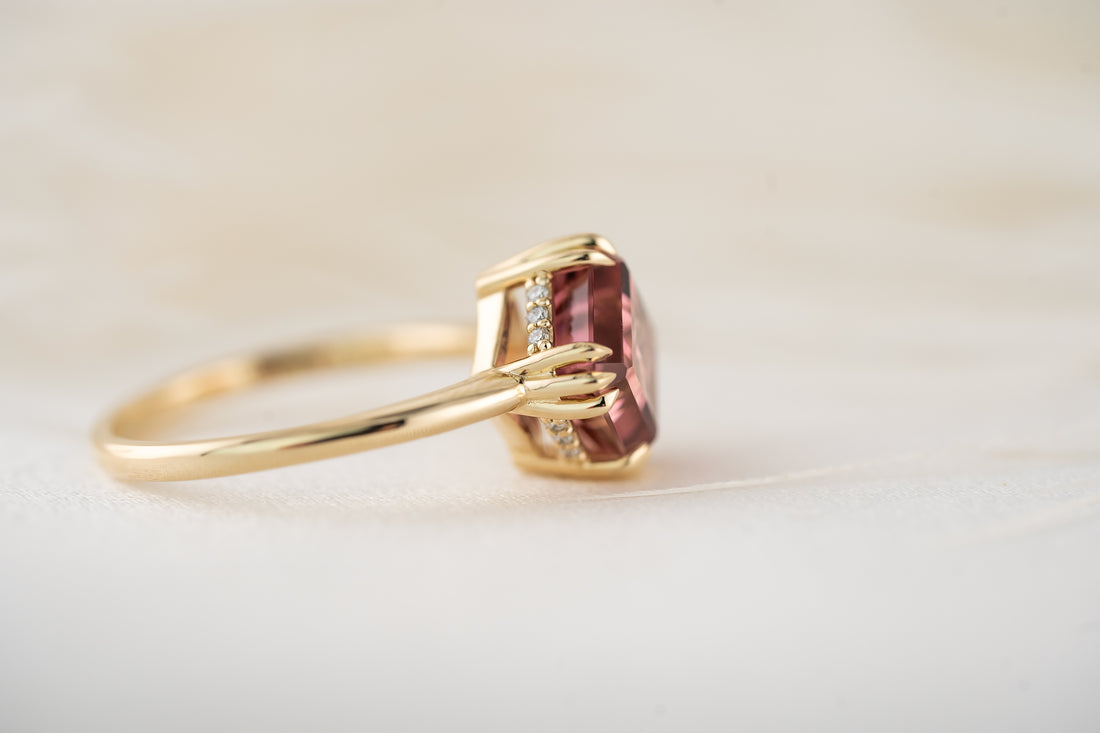 The Thalassa Ring | 2.9 CT Square Starbrite™ Pink Tourmaline - Lavender Creek Gems 