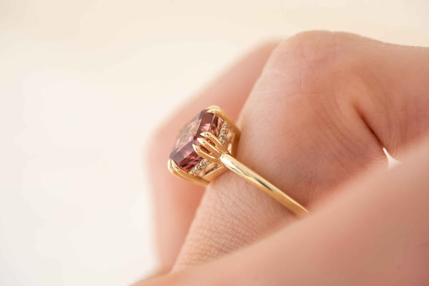 The Thalassa Ring | 2.9 CT Square Starbrite™ Pink Tourmaline - Lavender Creek Gems 