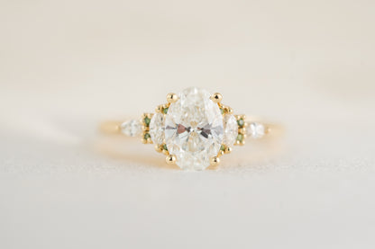 The Maeve Ring | Oval Diamond + Round Green Diamond Accents - Lavender Creek Gems 