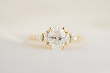 The Maeve Ring | Oval Diamond + Round Green Diamond Accents - Lavender Creek Gems 