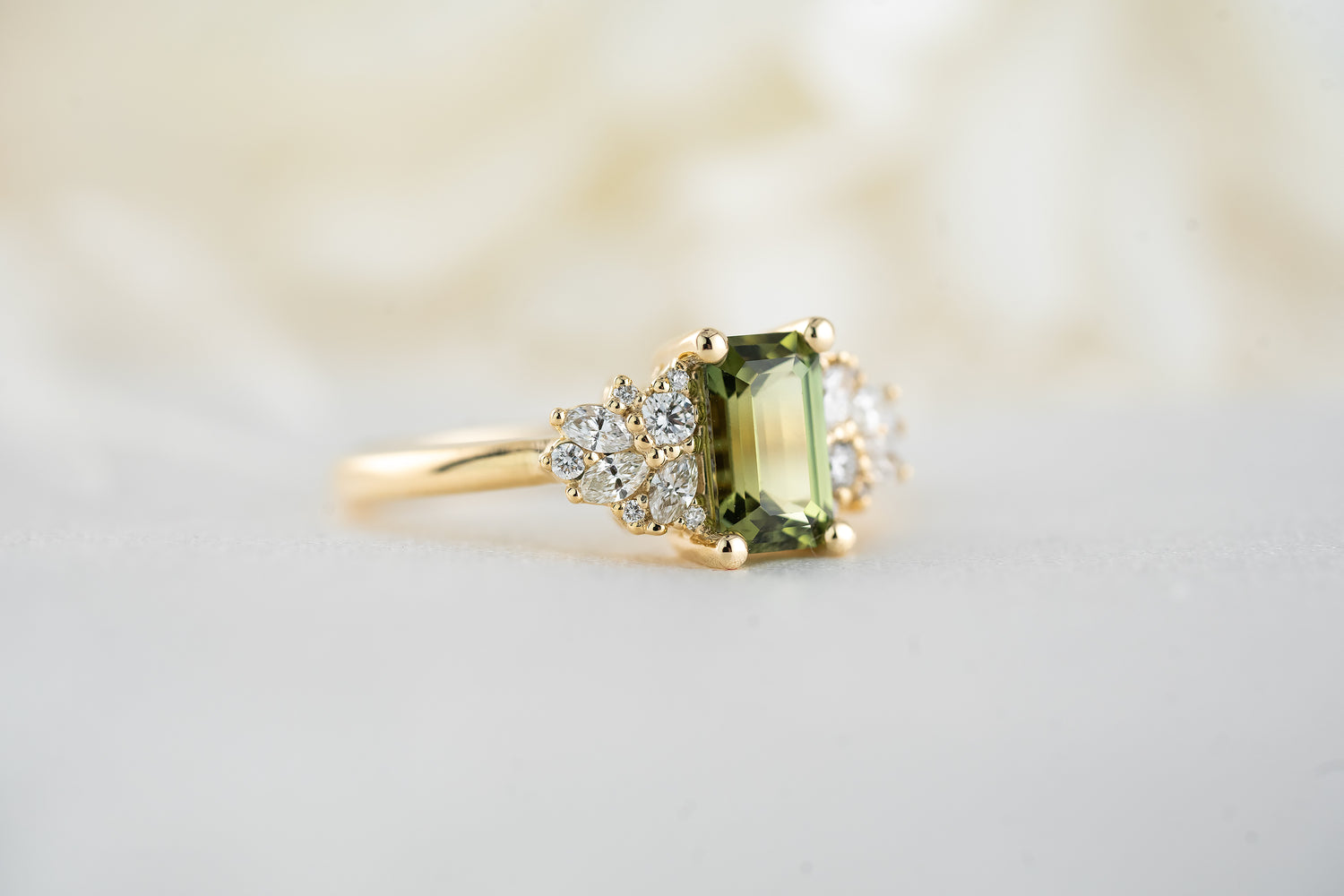 The Rosalie Ring | 1.26 CT Emerald Cut Green Sapphire