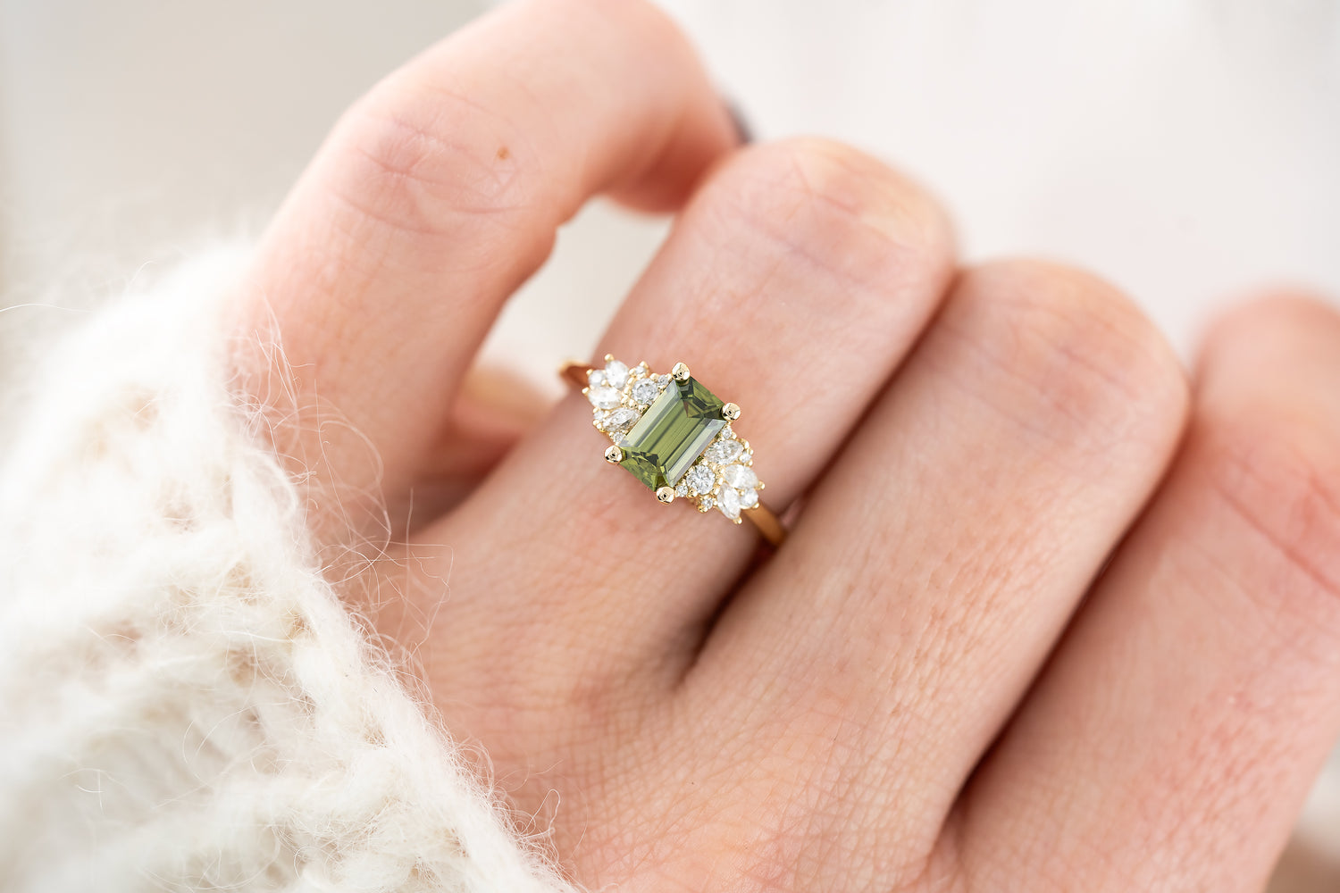 The Rosalie Ring | 1.26 CT Emerald Cut Green Sapphire