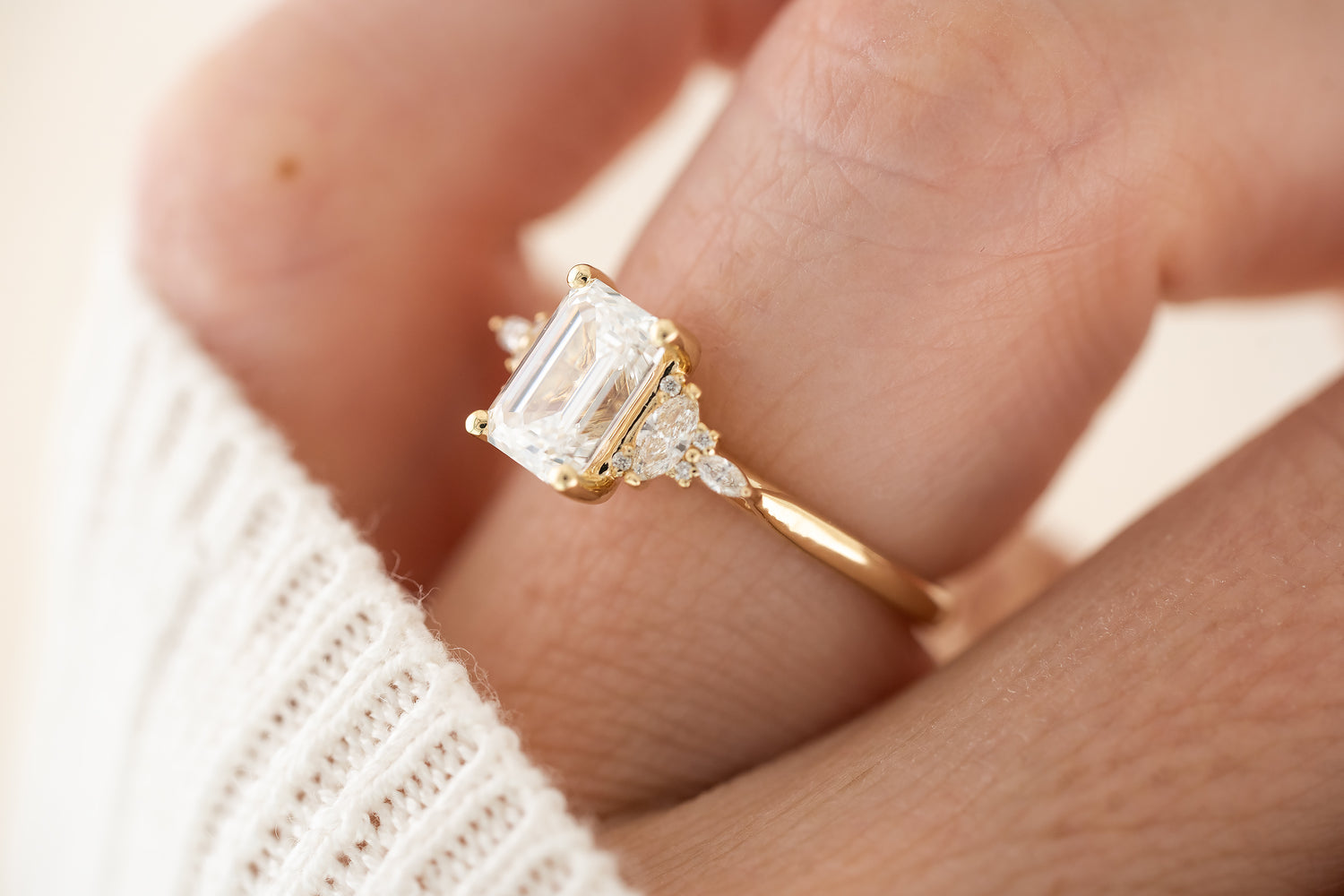 The Maeve Ring | 1.5 CT Emerald Cut Lab Diamond - Lavender Creek Gems 