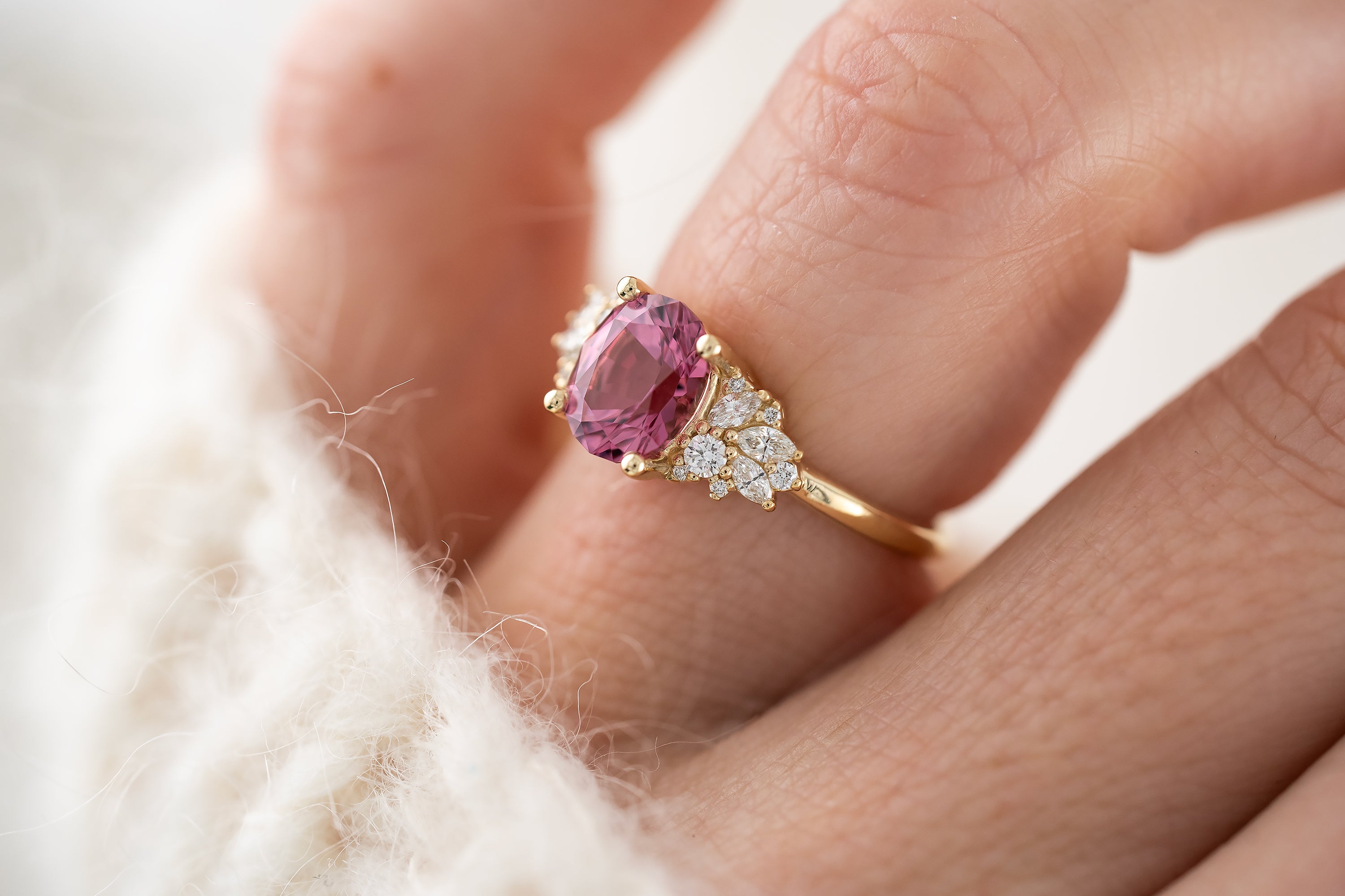 The Rosalie Ring | 2 CT Oval Pink Spinel - Lavender Creek Gems 
