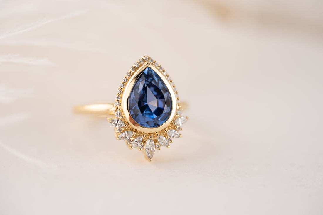 The Penelope Ring | 2.78 CT Pear Blue Sapphire