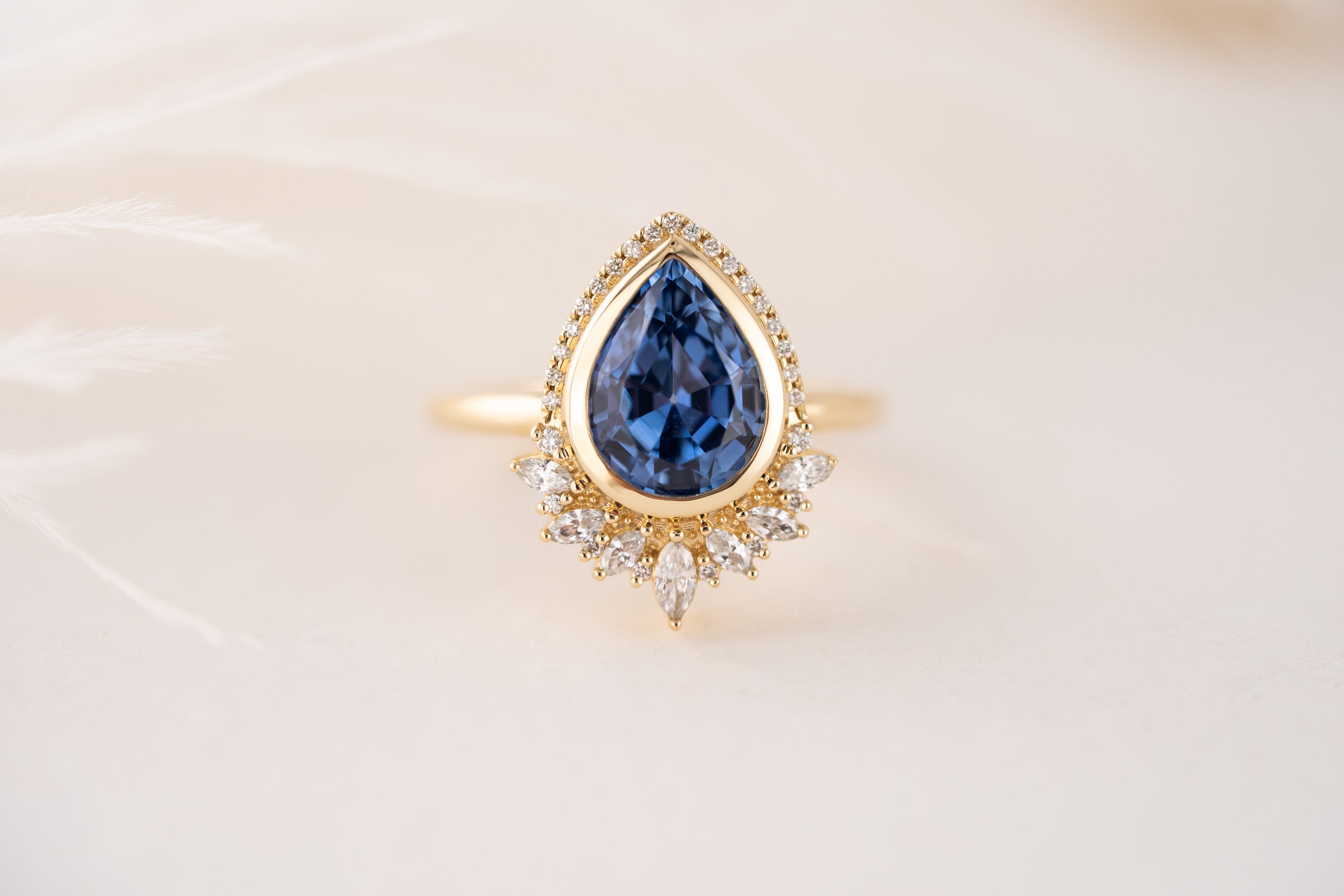The Penelope Ring | 2.78 CT Pear Blue Sapphire