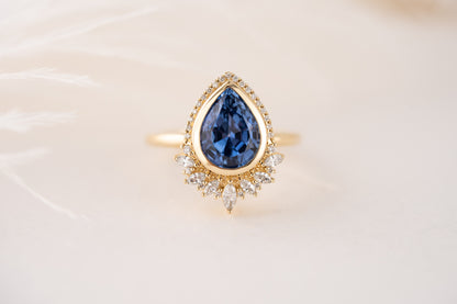 The Penelope Ring | 2.78 CT Pear Blue Sapphire