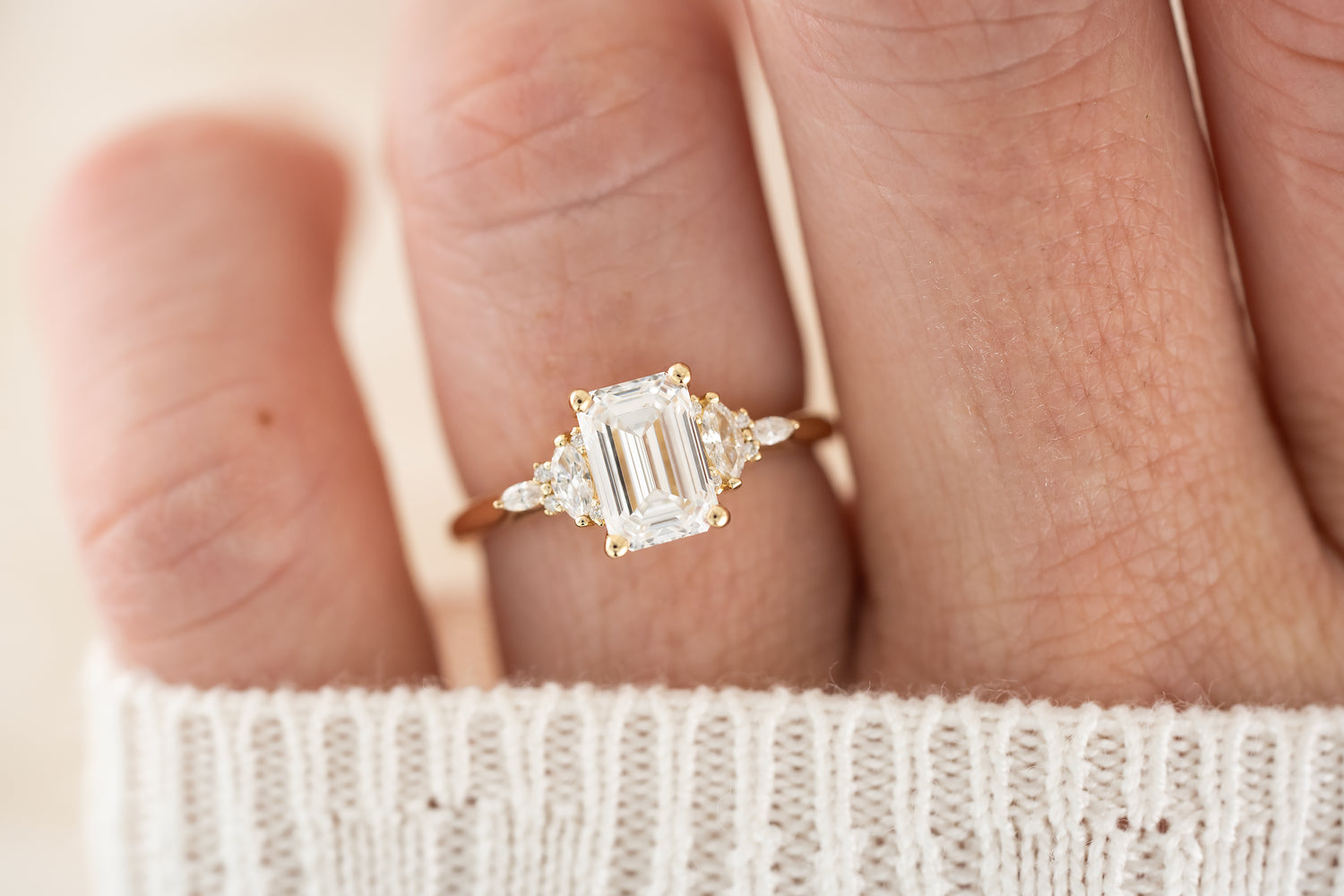 The Maeve Ring | 1.5 CT Emerald Cut Lab Diamond - Lavender Creek Gems 