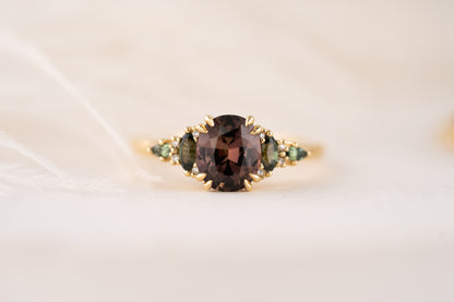 The Fall Maeve Wedding Set | 1.59 CT Oval Brown Sapphire