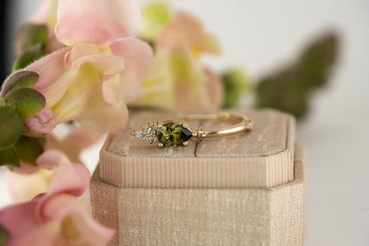 The Maeve Dangle Hoop Earrings | Pear Demantoid Garnet - Lavender Creek Gems 