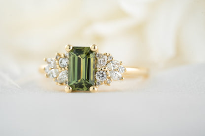 The Rosalie Ring | 1.26 CT Emerald Cut Green Sapphire