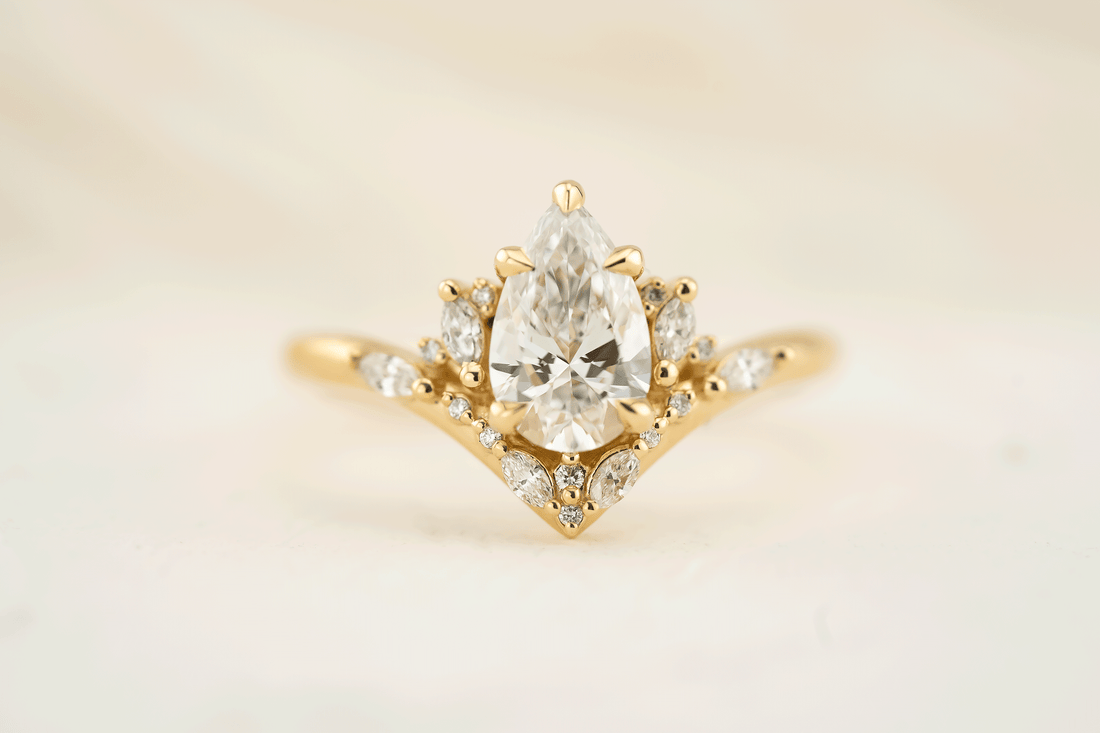 The Aurora Ring | 1 CT Pear Diamond | Ready to Ship - Lavender Creek Gems 