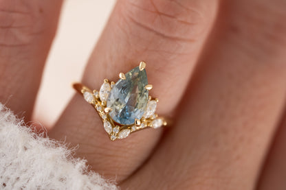 The Aurora Ring | 3.11 CT Pear Light Blue Bicolor Sapphire