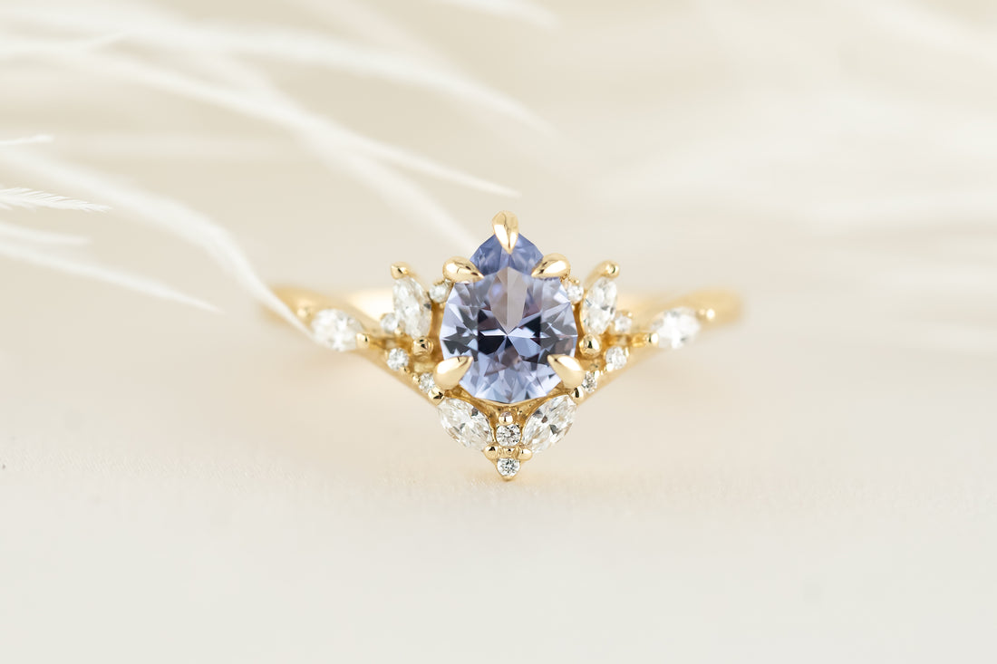 The Aurora Ring - 0.88 CT Pear Lavender Sapphire - Lavender Creek Gems