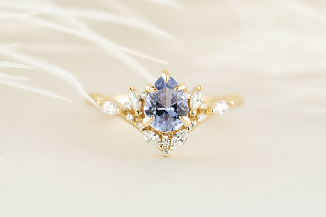 The Aurora Ring - 0.88 CT Pear Lavender Sapphire