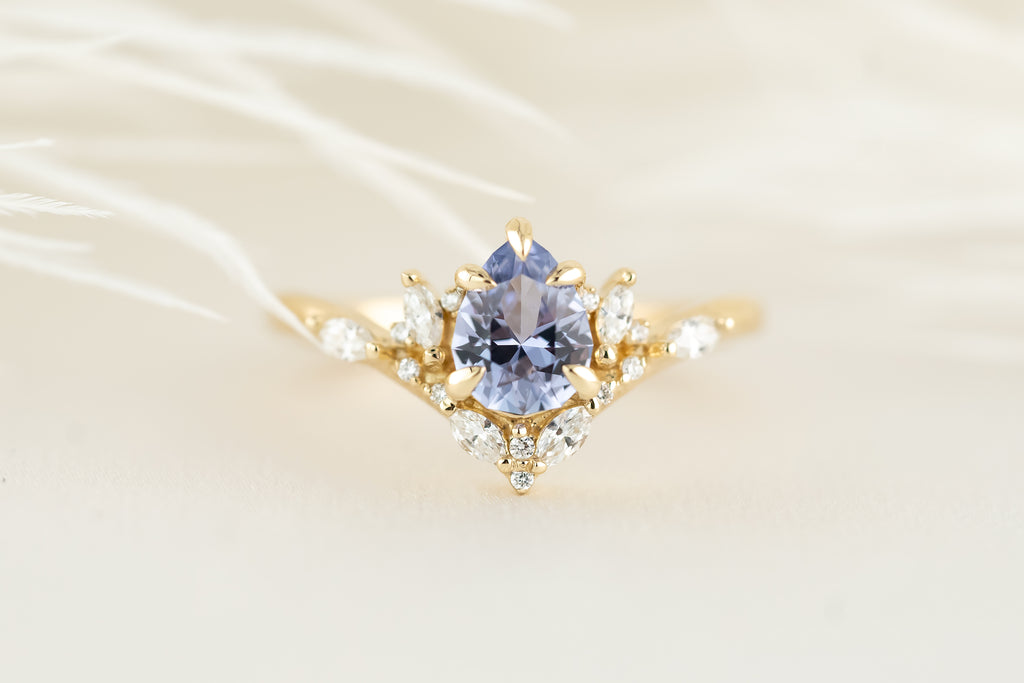 The Aurora Ring - 0.88 CT Pear Lavender Sapphire - Lavender Creek Gems 