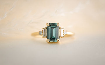 The Mira 1.48 CT Emerald Cut Steel Blue Sapphire Ring - Lavender Creek Gems 