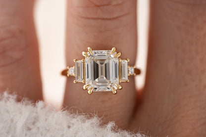 The Mira Ring | 4.11 CT Emerald Cut Diamond
