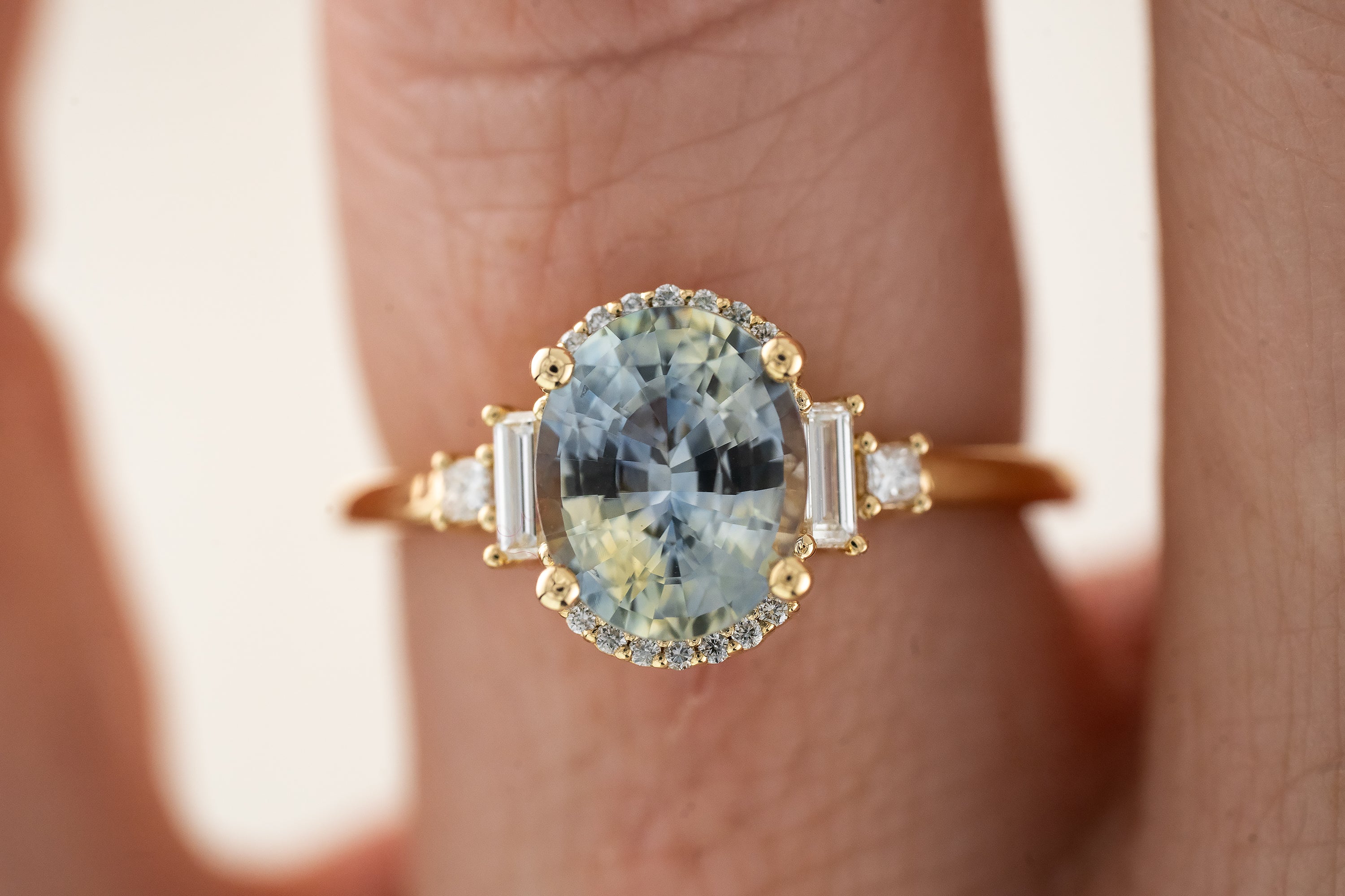 The Sura Ring | 2.36 CT Bicolor Oval Sapphire - Lavender Creek Gems 