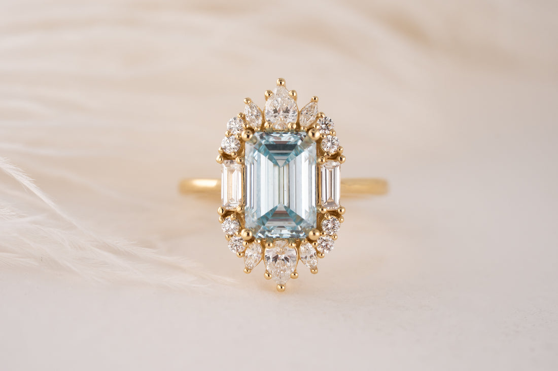 The Georgia Ring | 3.1 CT Emerald Cut Blue Diamond