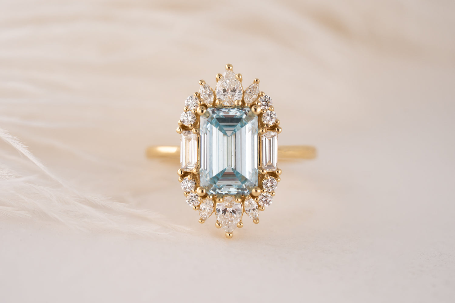 The Georgia Ring | 3.1 CT Emerald Cut Blue Diamond