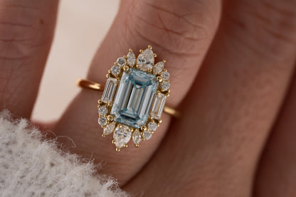 The Georgia Ring | 3.1 CT Emerald Cut Blue Diamond