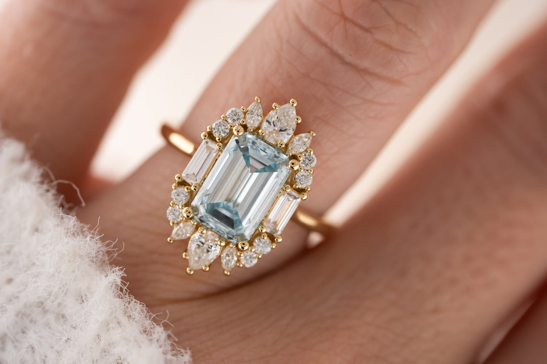 The Georgia Ring | 3.1 CT Emerald Cut Blue Diamond