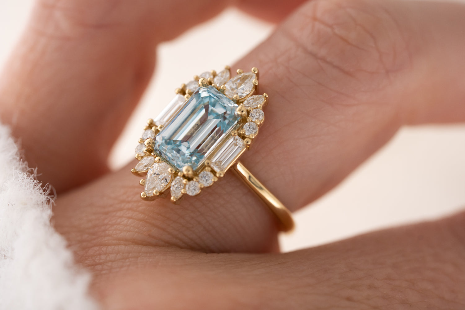 The Georgia Ring | 3.1 CT Emerald Cut Blue Diamond