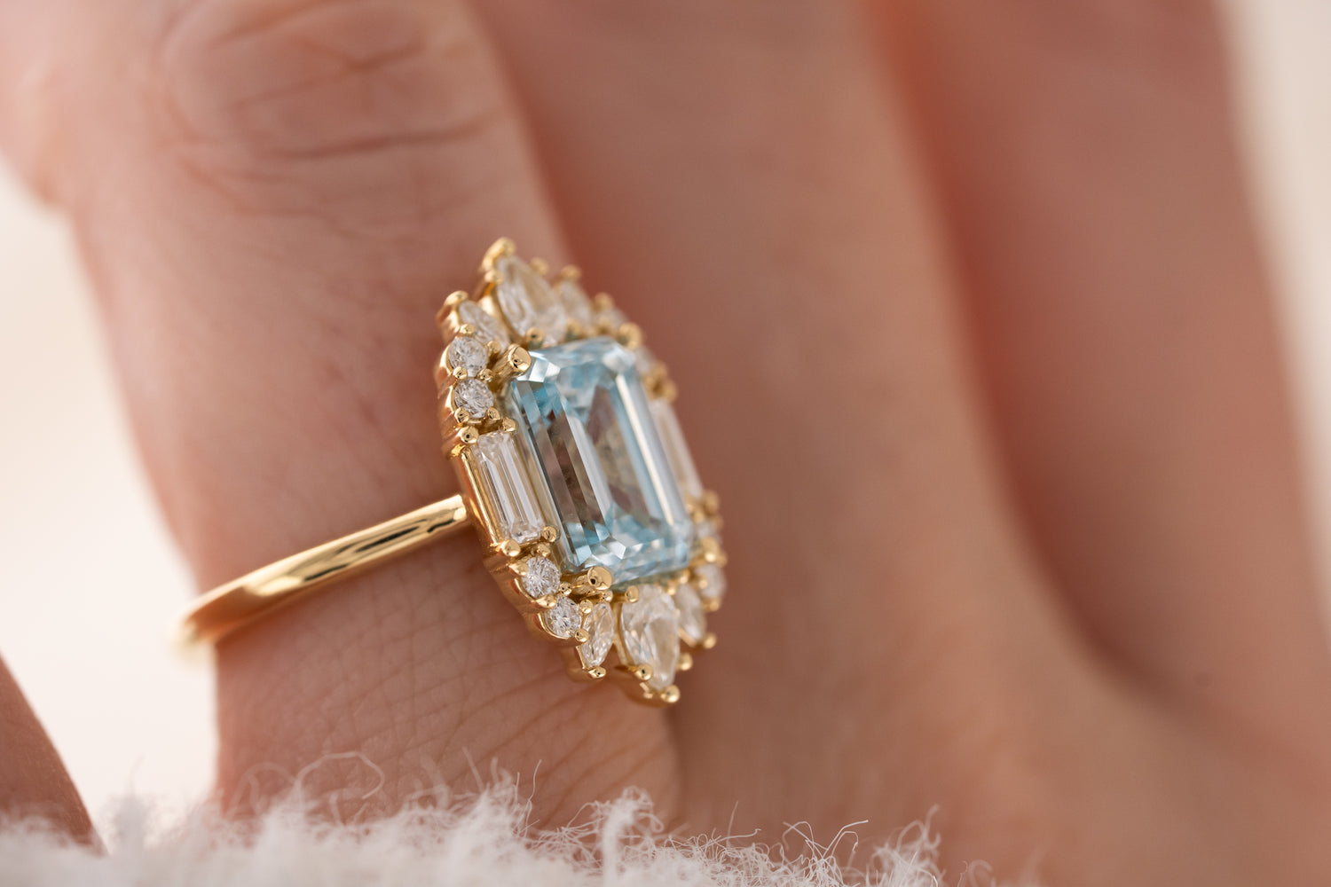 The Georgia Ring | 3.1 CT Emerald Cut Blue Diamond