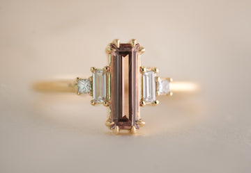 The Mira 0.90 CT Baguette Champagne Sapphire Ring - Lavender Creek Gems 