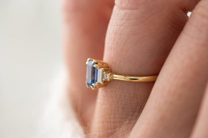 The Mira Ring | 1 CT Emerald Cut Blue Sapphire