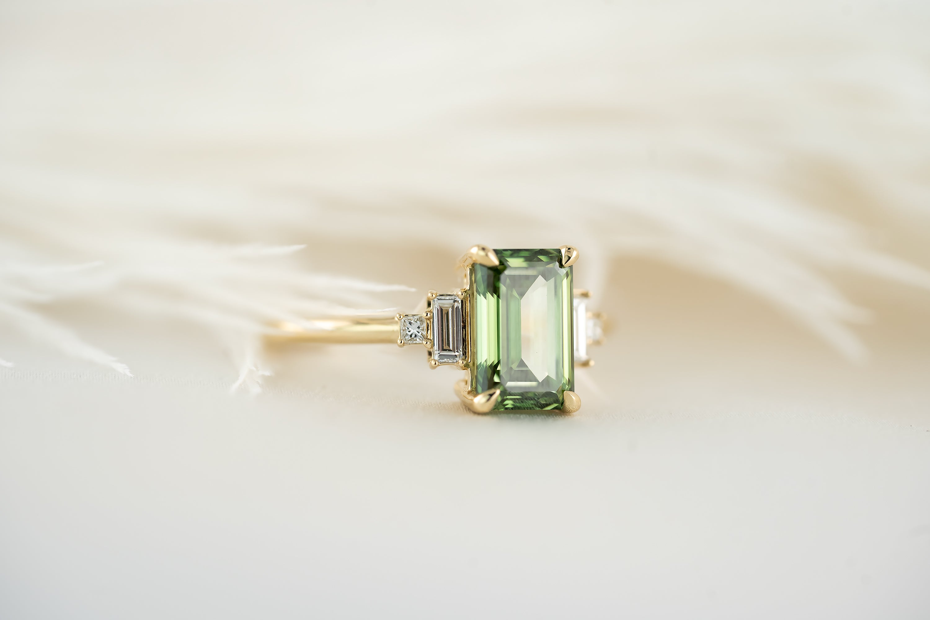 The Mira Ring - 2 CT Emerald Cut Green Lab Diamond - Lavender Creek Gems 