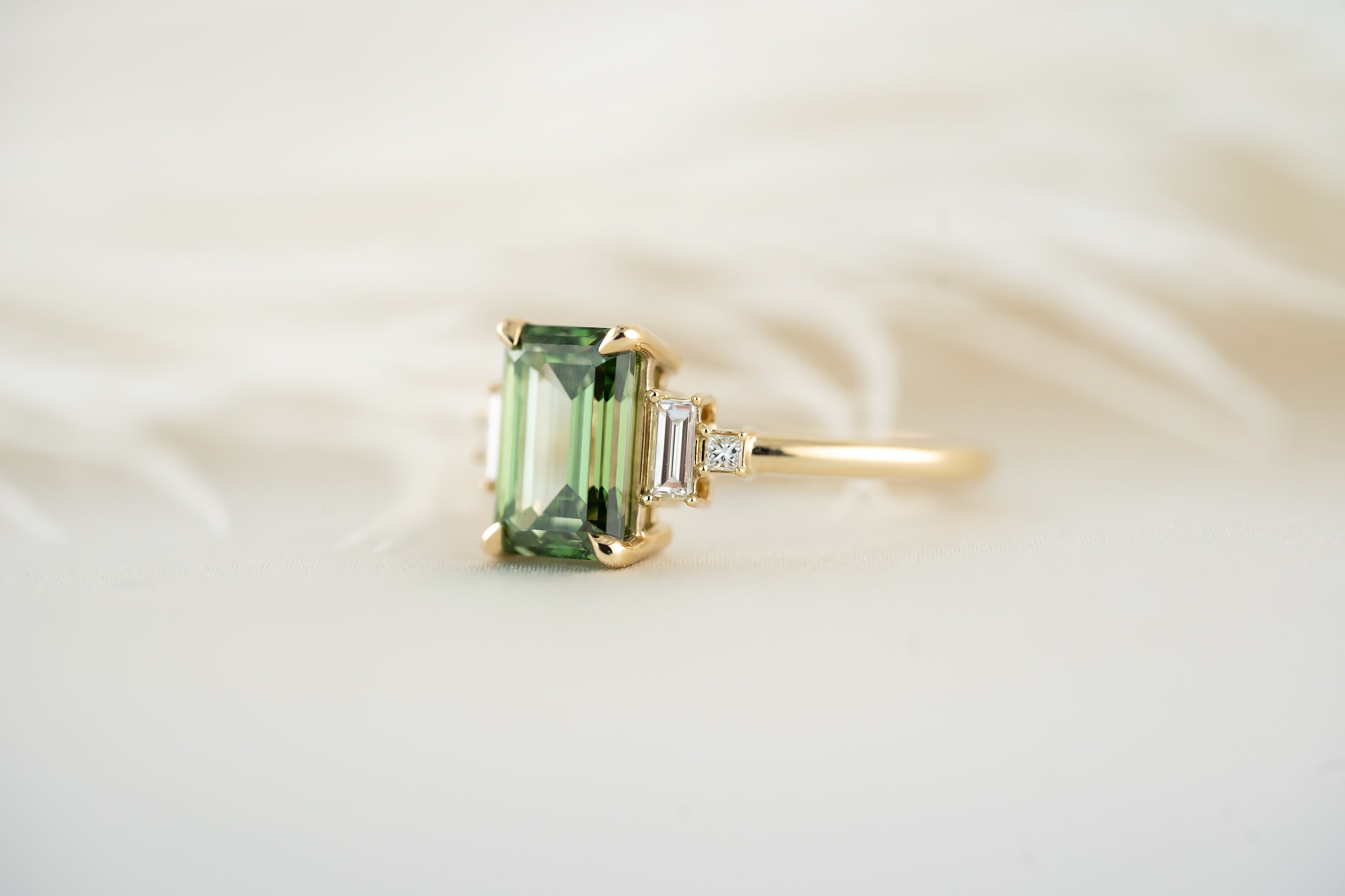 The Mira Ring - 2 CT Emerald Cut Green Lab Diamond - Lavender Creek Gems 