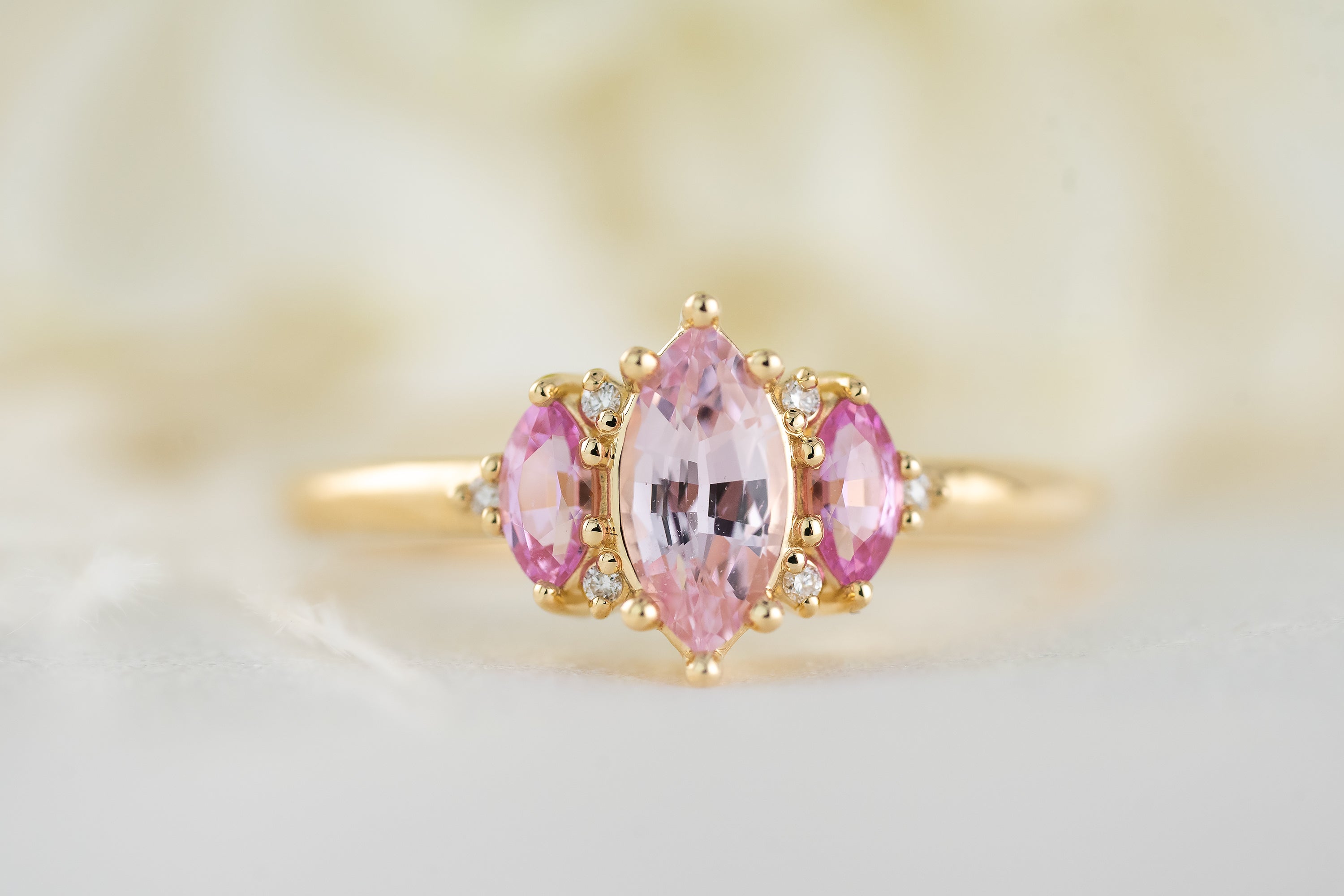 The Maren Ring | Marquise Pink Ombre Sapphire - Lavender Creek Gems 