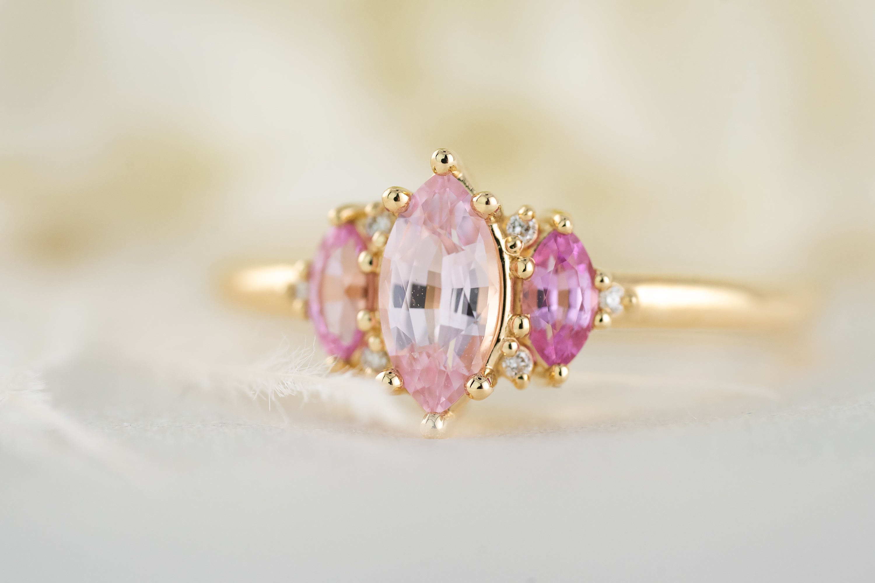 The Maren Ring | Marquise Pink Ombre Sapphire - Lavender Creek Gems 