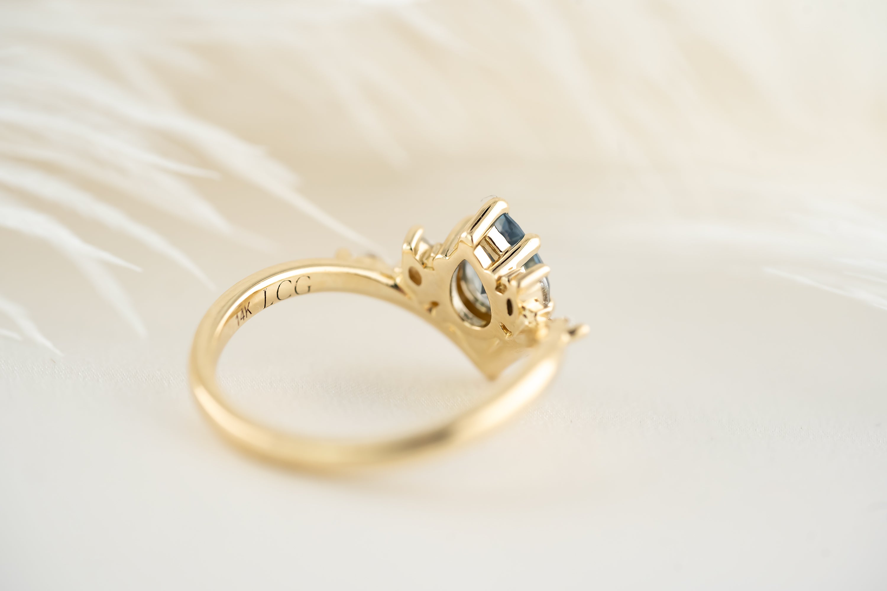 The Aurora Ring - 0.92 CT Pear Light Blue Sapphire - Lavender Creek Gems 