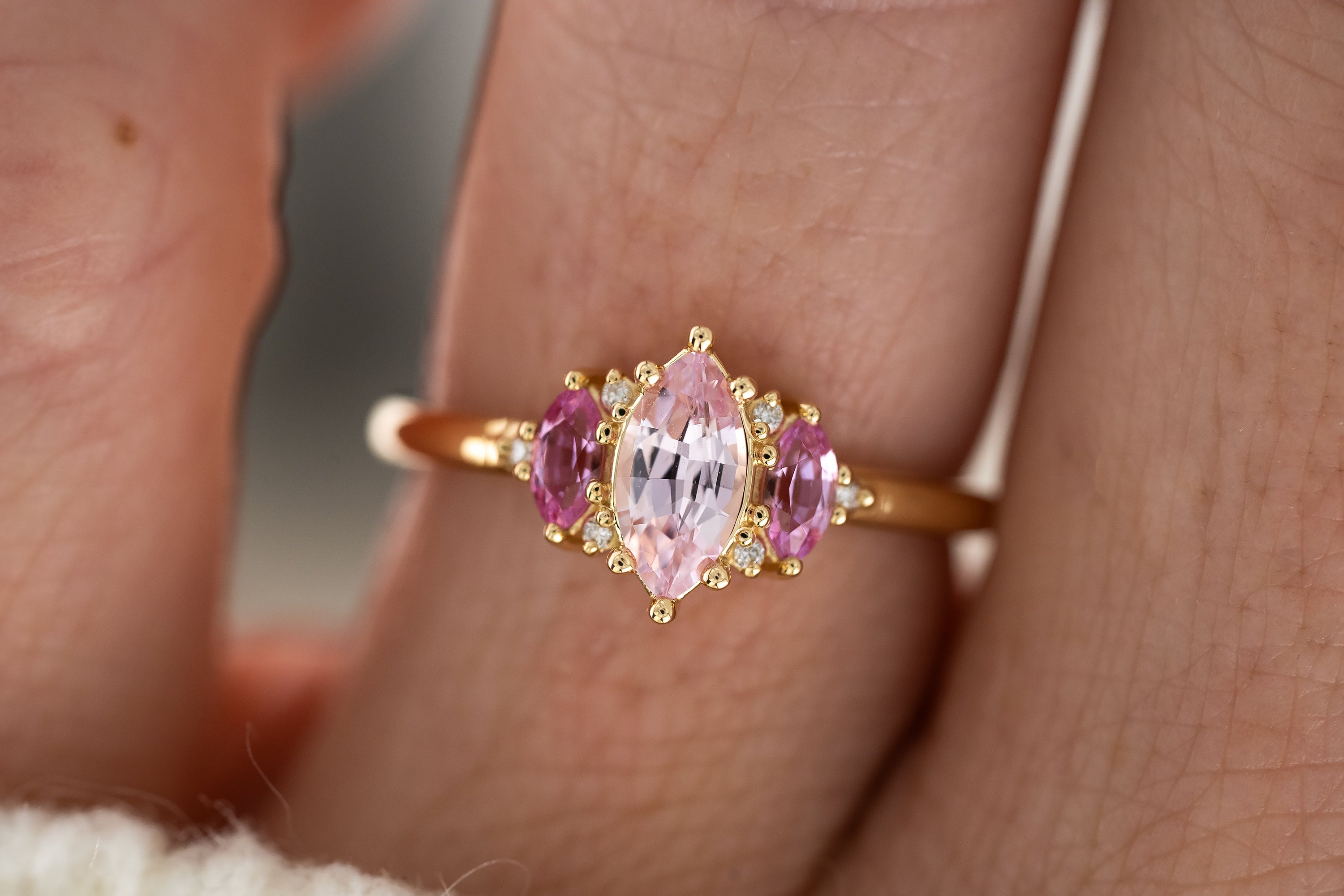 The Maren Ring | Marquise Pink Ombre Sapphire - Lavender Creek Gems 