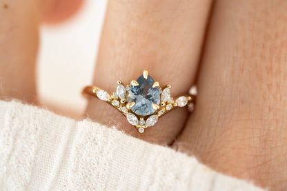 The Aurora Ring - 0.92 CT Pear Light Blue Sapphire - Lavender Creek Gems 