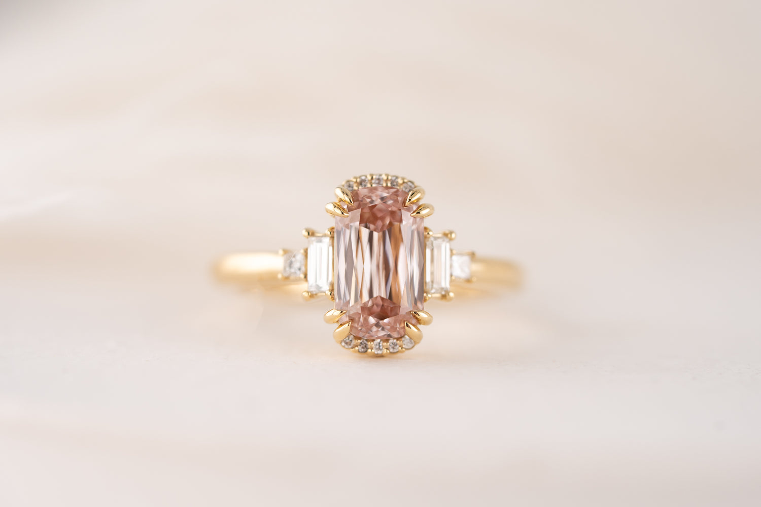 The Sura Ring | 2 CT Cushion Scissor Pink Diamond
