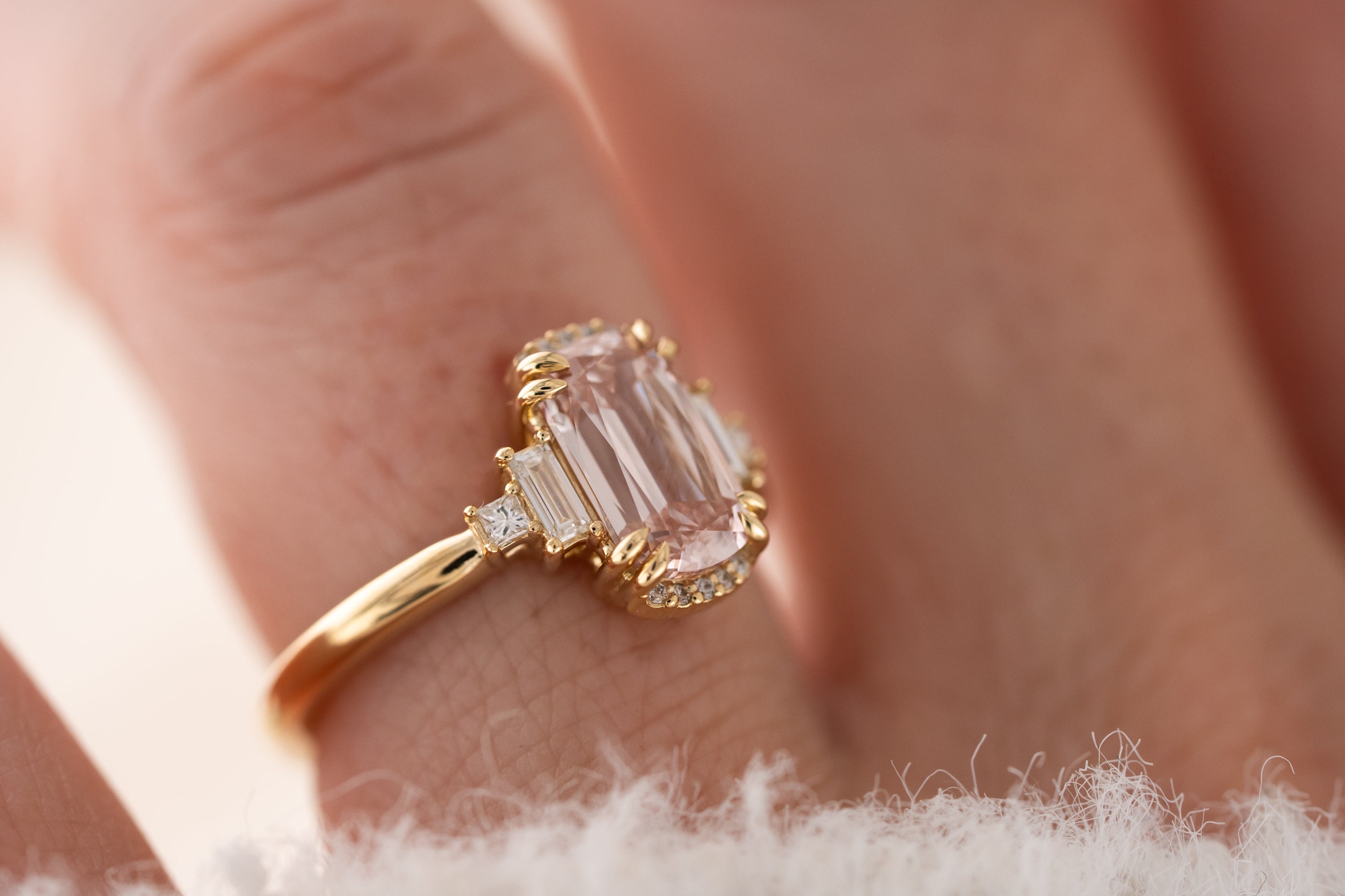 The Sura Ring | 2 CT Cushion Scissor Pink Diamond