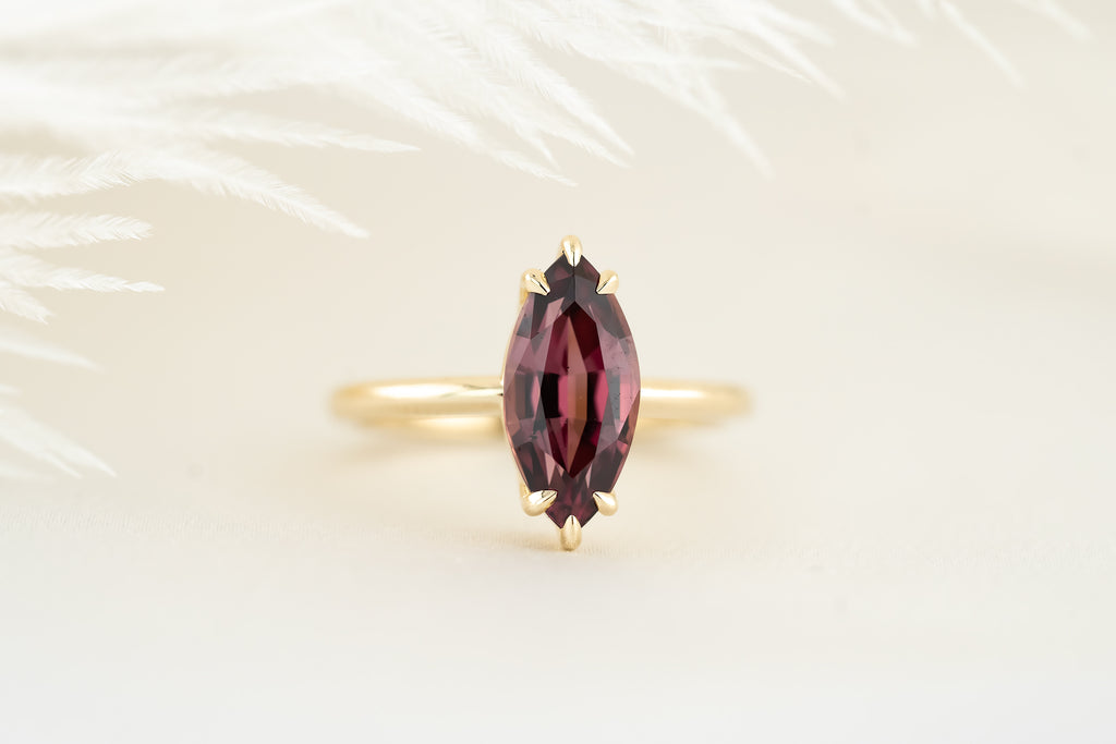 The Thalassa Ring - 3.1 CT Marquise Malaya Garnet - Lavender Creek Gems 