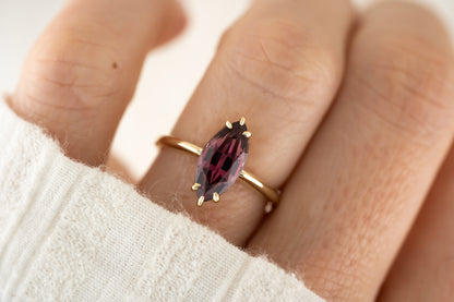 The Thalassa Ring - 3.1 CT Marquise Malaya Garnet - Lavender Creek Gems 