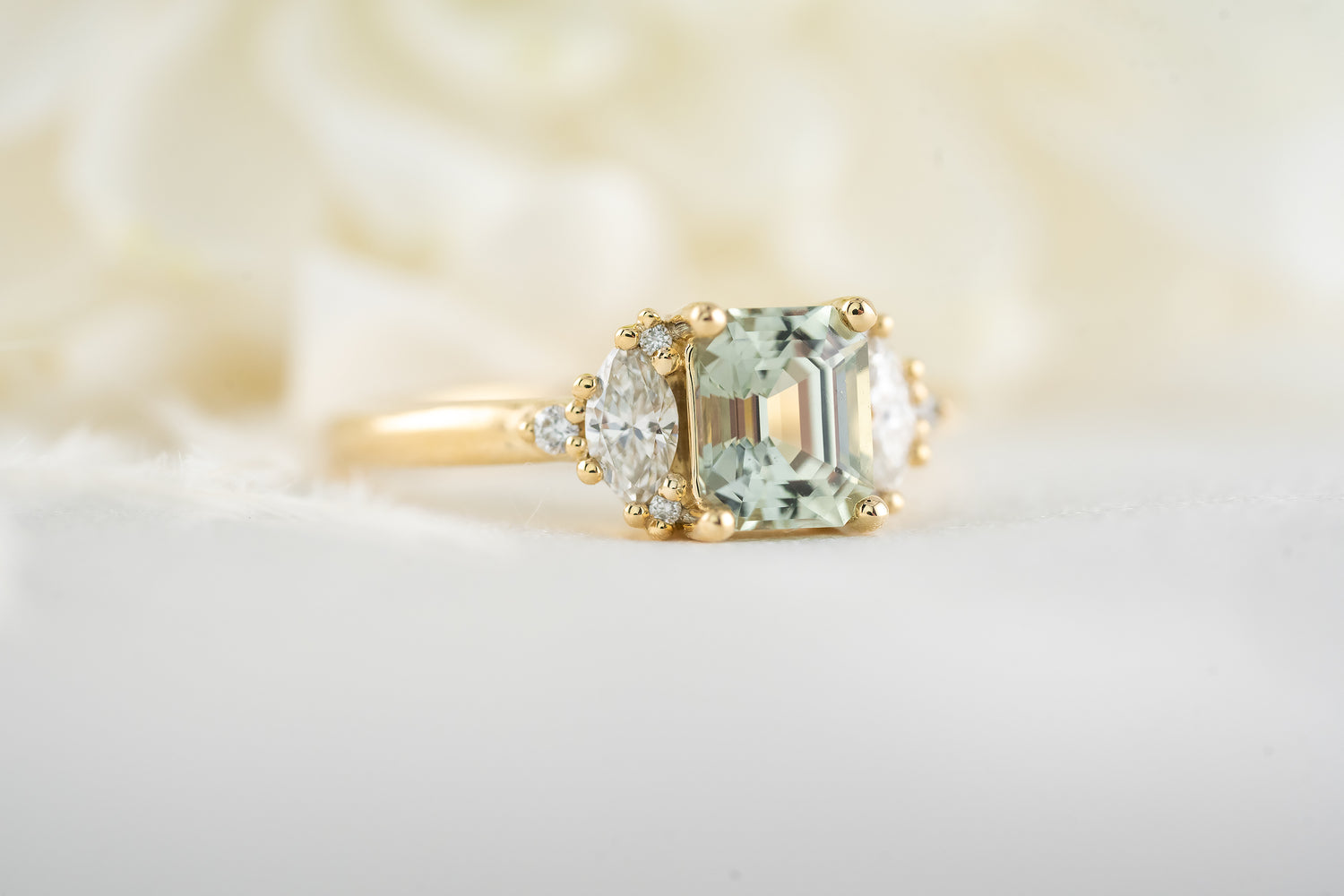 The Maren Ring | 1.43 CT Emerald Cut Mint Sapphire