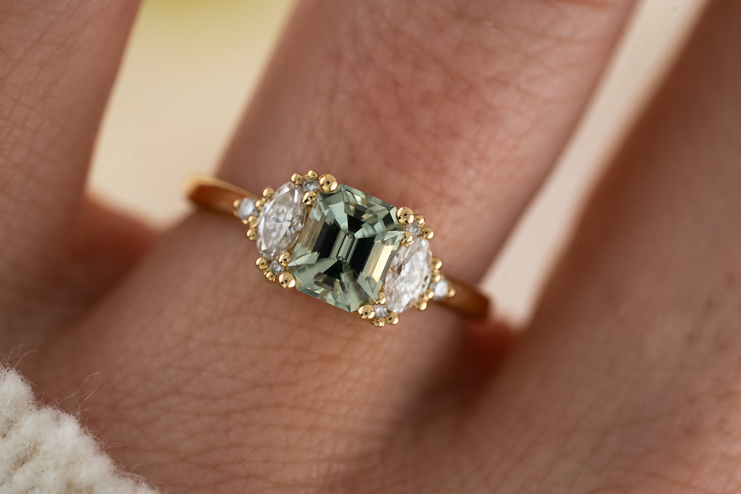 The Maren Ring | 1.43 CT Emerald Cut Mint Sapphire