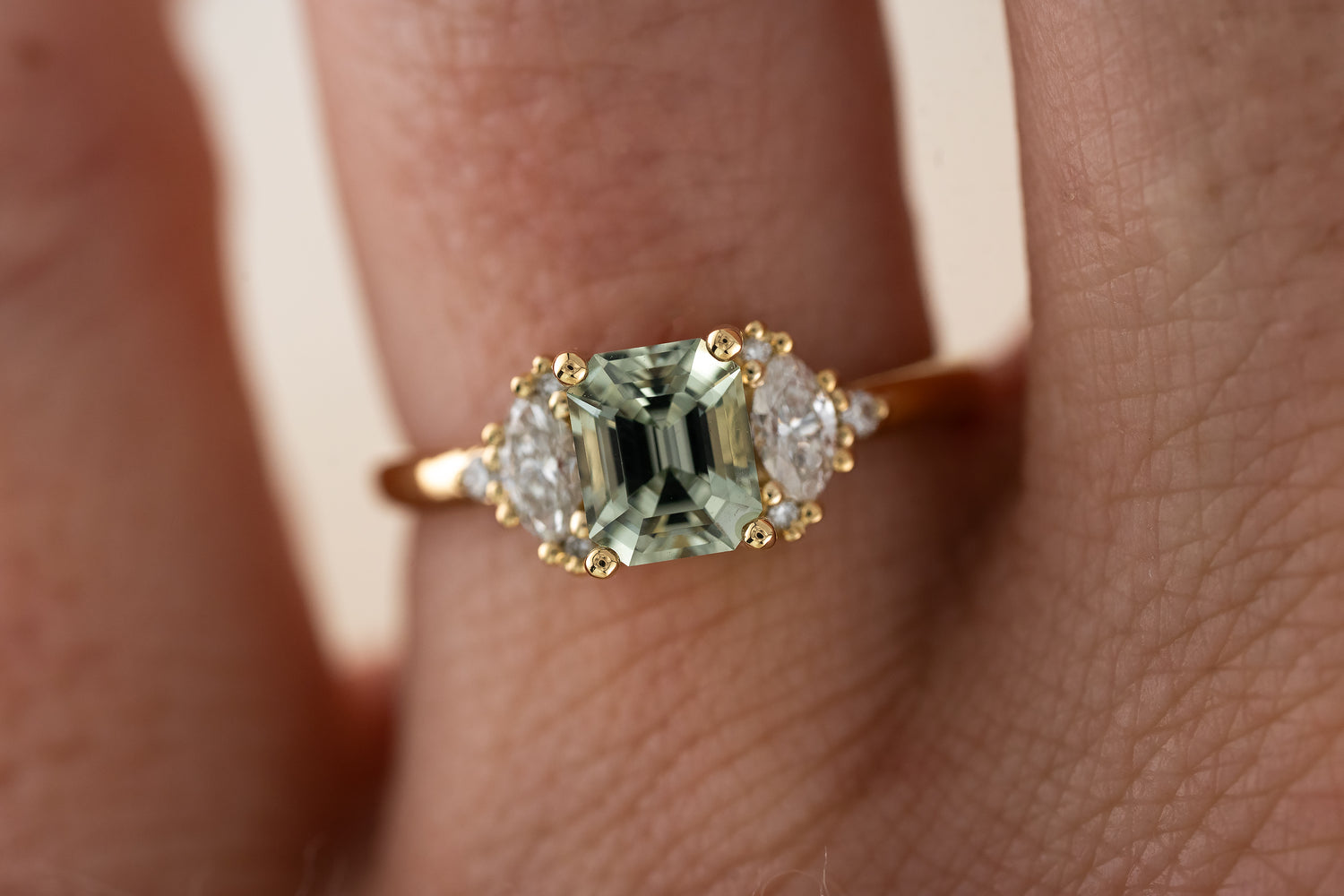 The Maren Ring | 1.43 CT Emerald Cut Mint Sapphire