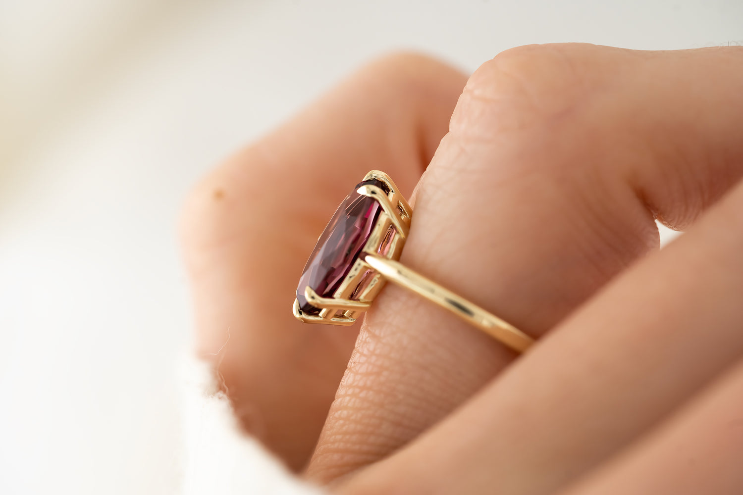 The Thalassa Ring - 3.1 CT Marquise Malaya Garnet - Lavender Creek Gems 