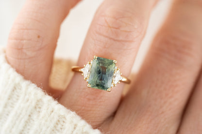 The Maren Ring | 4 CT Radiant Teal Sapphire