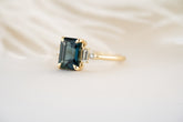 The Mira Ring | 2.65 CT Emerald Cut Teal Sapphire - Lavender Creek Gems 