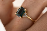 The Mira Ring | 2.65 CT Emerald Cut Teal Sapphire - Lavender Creek Gems 